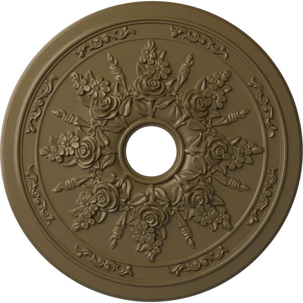 Ekena Millwork Rose and Ribbon Ceiling Medallion (Canopies up to 4"), 23 5/8"OD x 4"ID x 1 1/2"P, Mississippi Mud CM23ROMMF - main